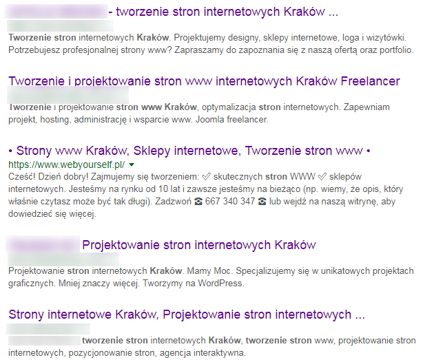 Wyniki wyszukiwania: tworzenie stron www Kraków